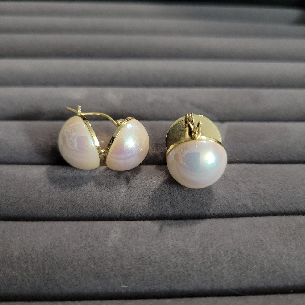 Double Mabe Pearl Style Earrings